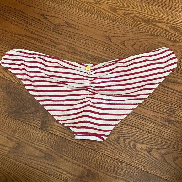 BNWT Quintsoul red & white‎ striped ruched bikini  bottoms in size x-large - Picture 4 of 10